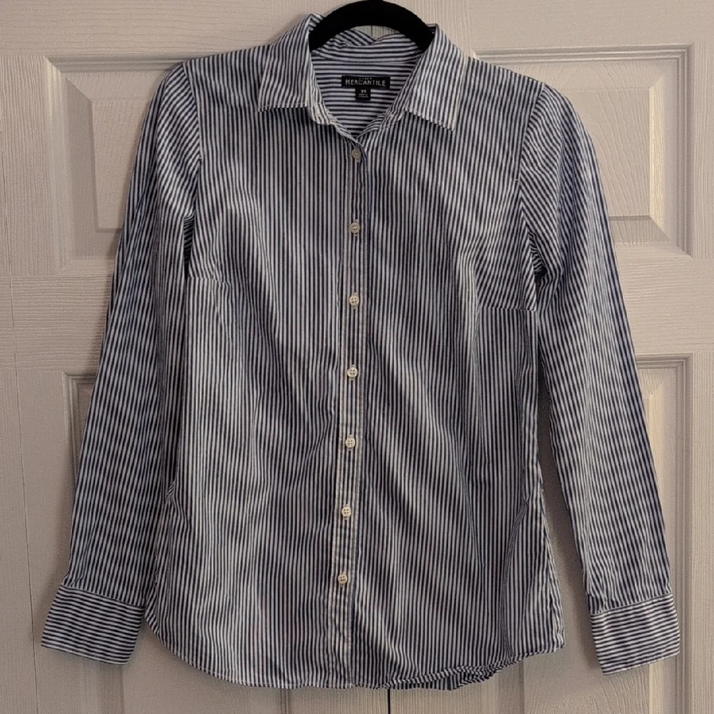 J. Crew XS Blue and White Striped Button Down
